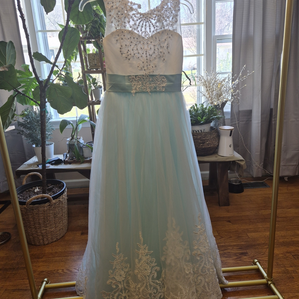 Elegant White and Blue Dress